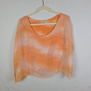 Aquavita Orange Tie Dye Silk Blend Layered Top Made in Italy S/M